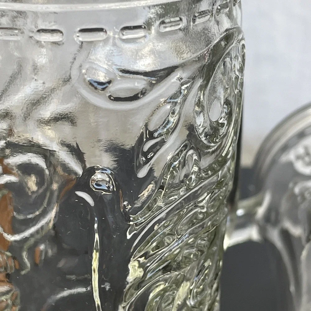 Vintage‎ lot of 2 Libbey Clear Glass Beer Mugs Cowboy Boots western bar ware